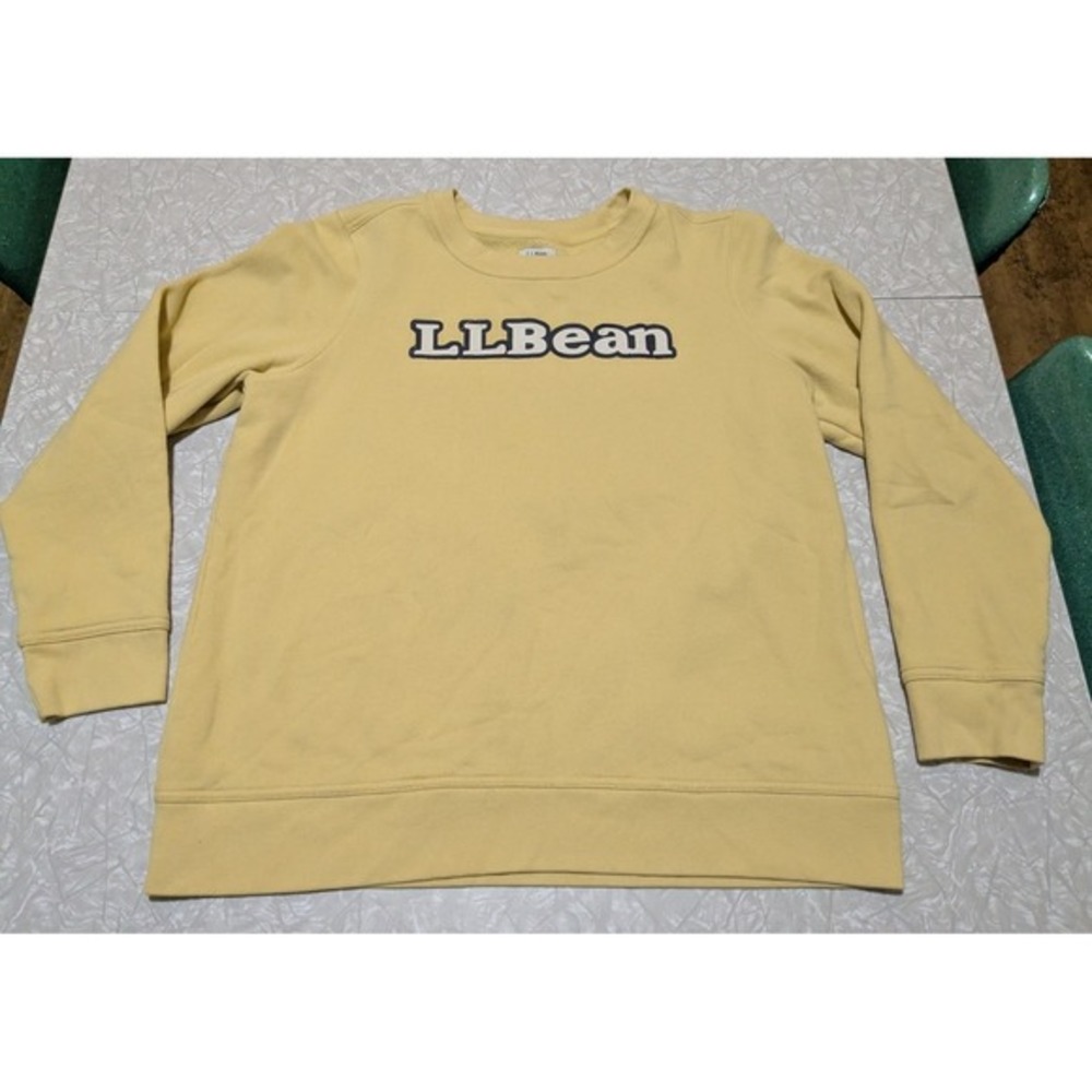 L.L. Bean‎ Women's Yellow Crew Neck Logo Sweatshirt Large Sporty Gorp